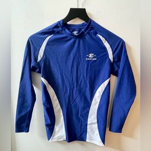 Easton long sleeve shirt, blue/white, size Youth Large